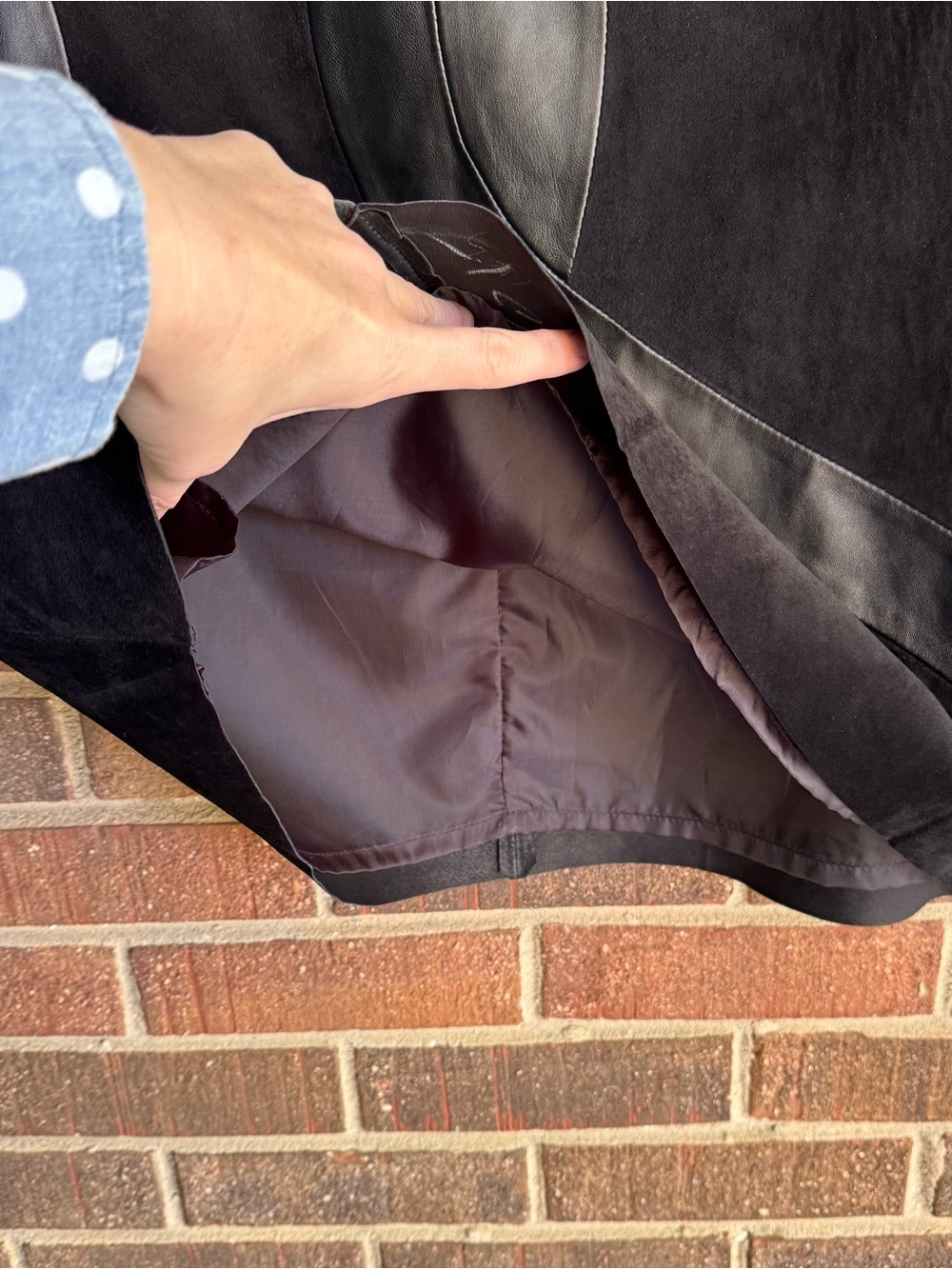 Black Suede & Leather Panel Skirt - Picture 6 of 6
